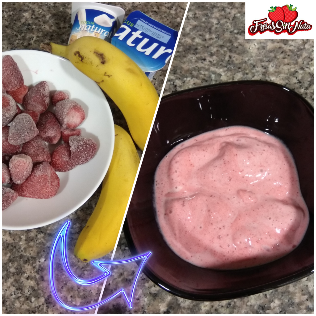 Helado de fresa,plátano y yogur